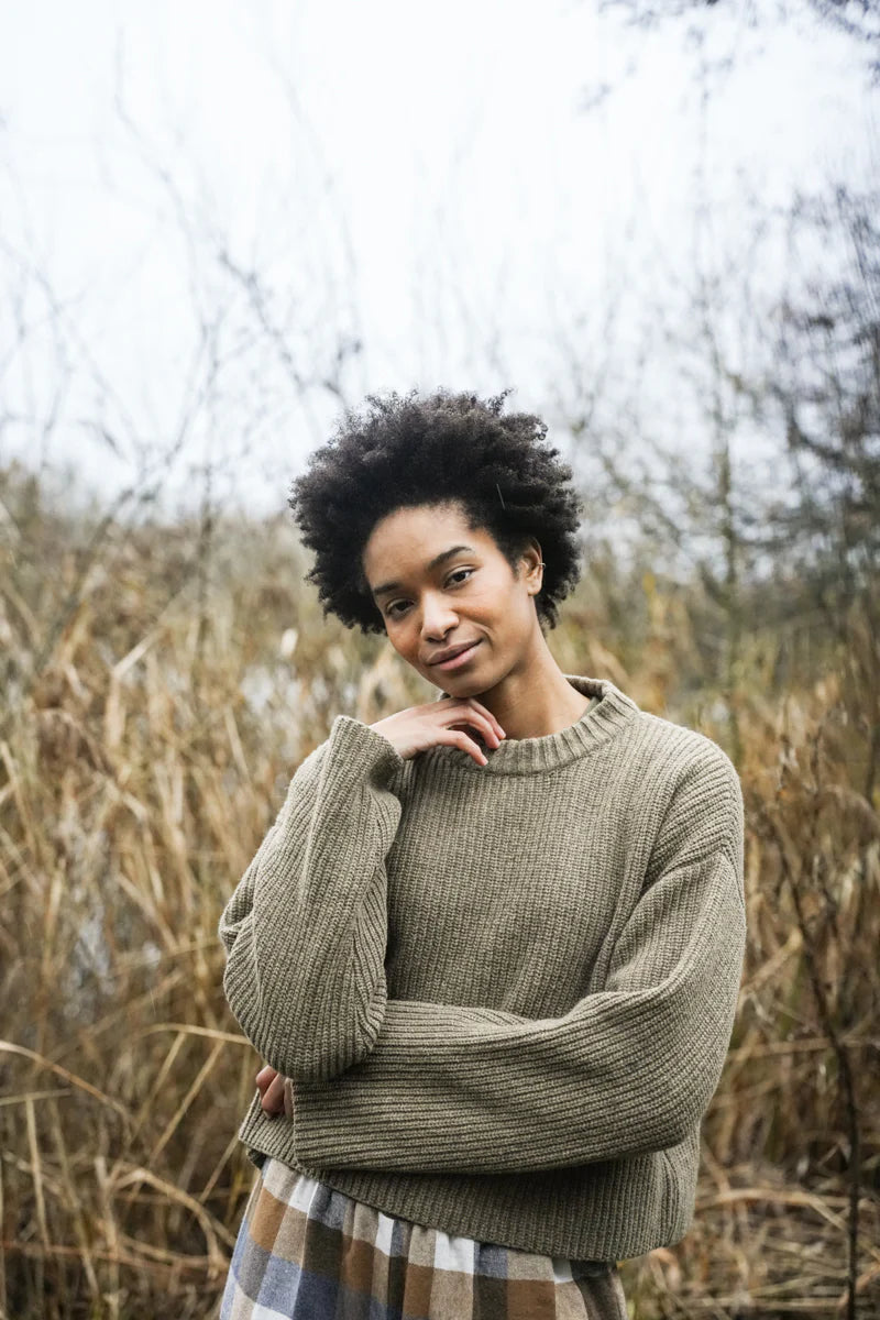Leo Recycled Wool Knit Sweater | Taupe Marl