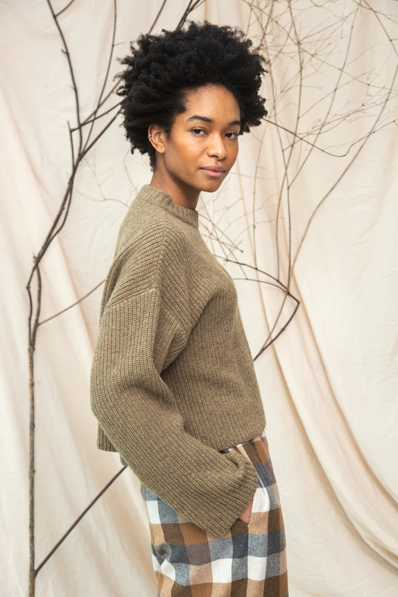 Leo Recycled Wool Knit Sweater | Taupe Marl