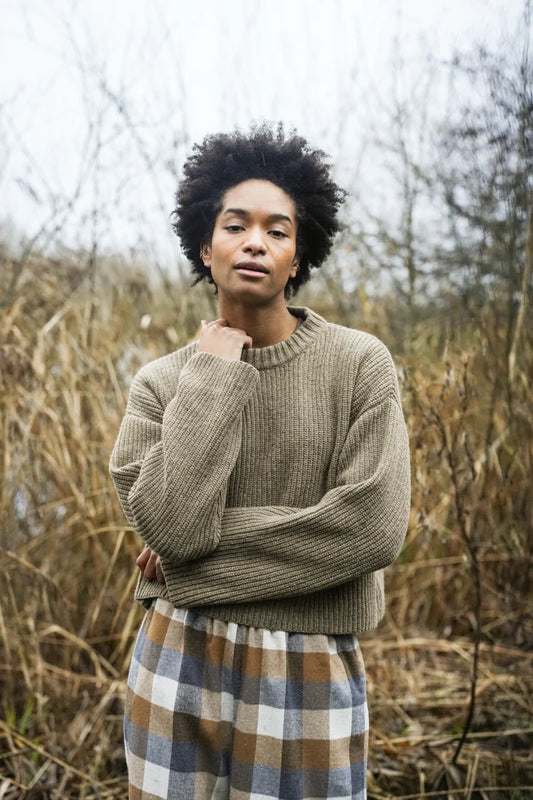 Leo Recycled Wool Knit Sweater | Taupe Marl