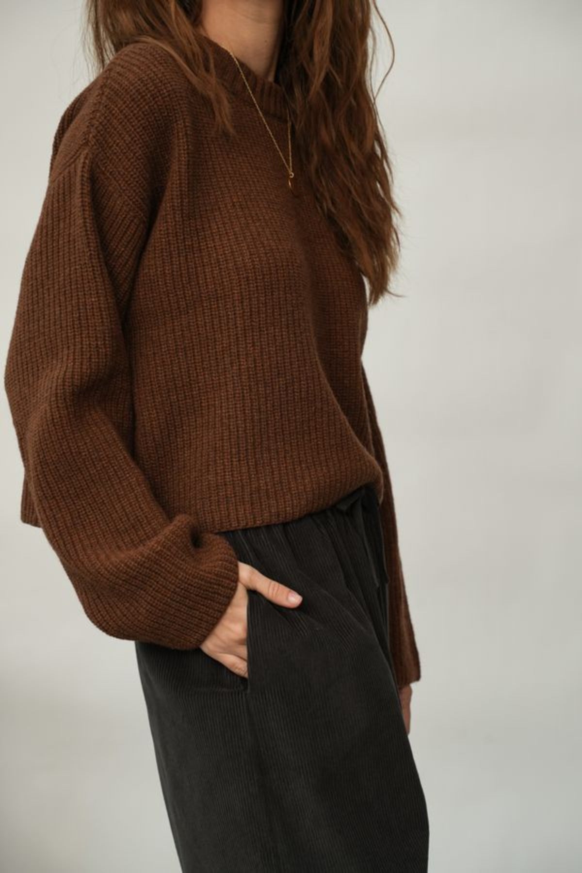 Orla Organic Cotton Trouser | Charcoal Corduroy