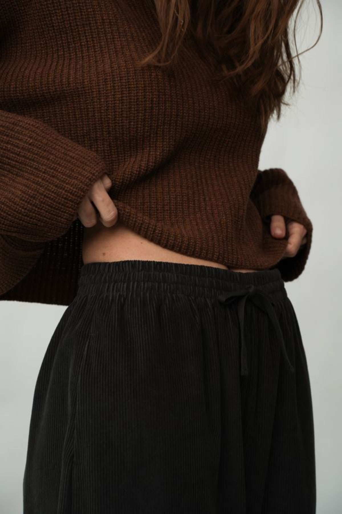 Orla Organic Cotton Trouser | Charcoal Corduroy