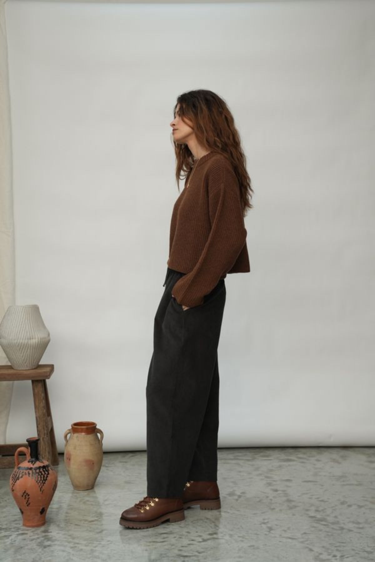 Orla Organic Cotton Trouser | Charcoal Corduroy