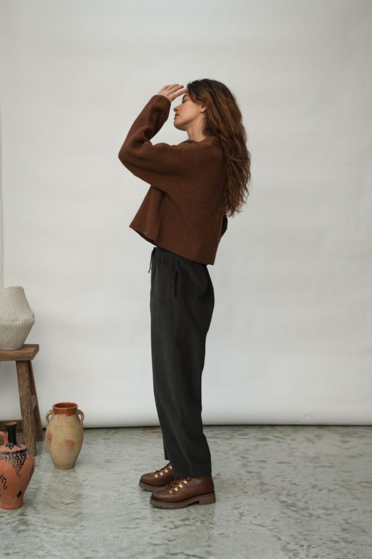 Orla Organic Cotton Trouser | Charcoal Corduroy