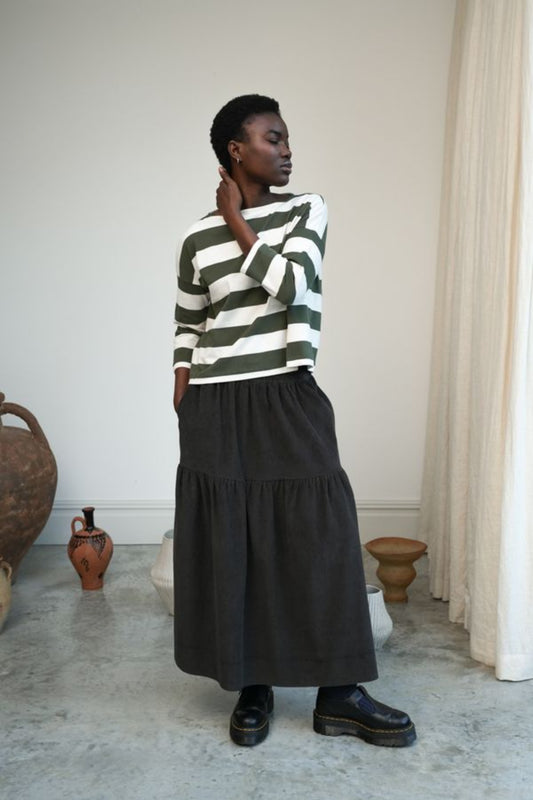 Leia-Sue Organic Cotton Longsleeve | Olive Stripe