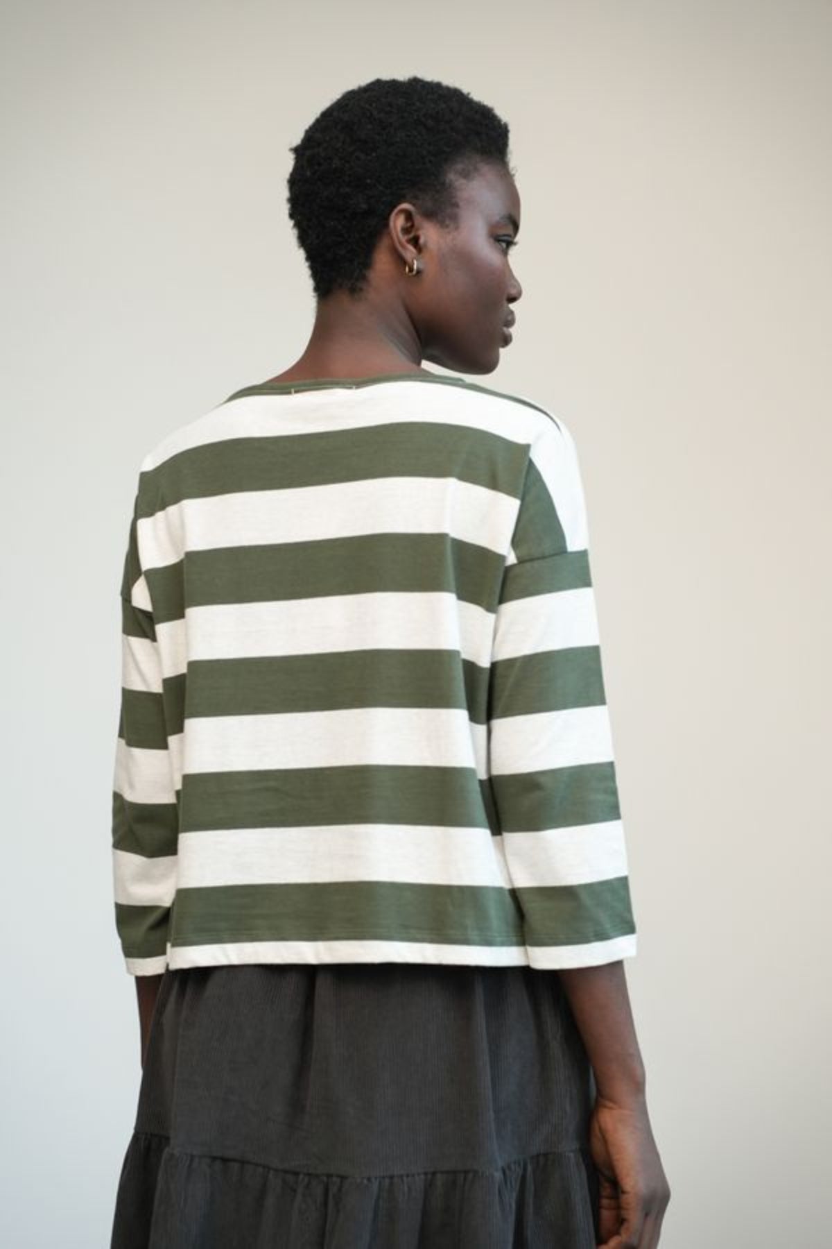 Leia-Sue Organic Cotton Longsleeve | Olive Stripe