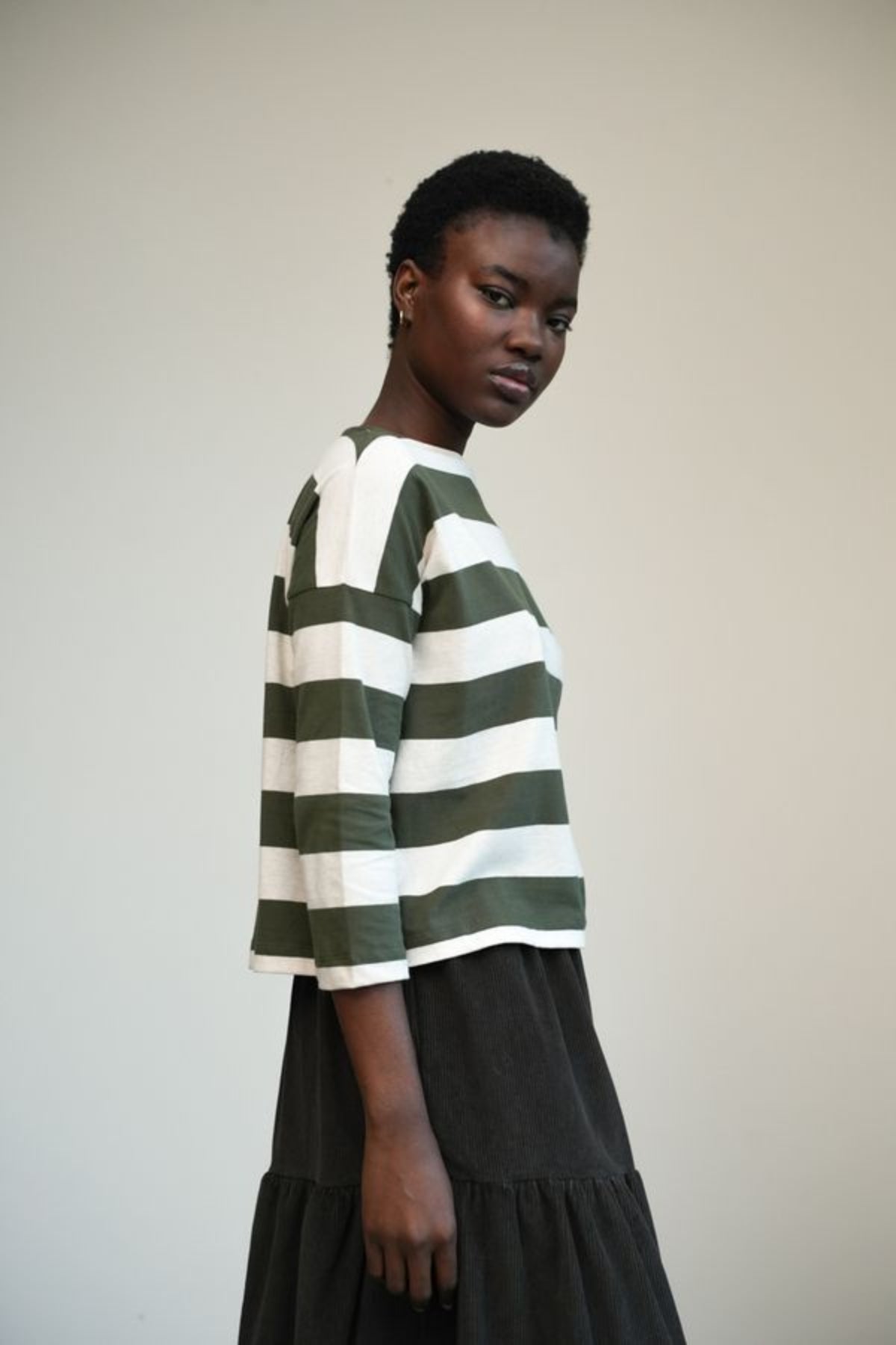 Leia-Sue Organic Cotton Longsleeve | Olive Stripe