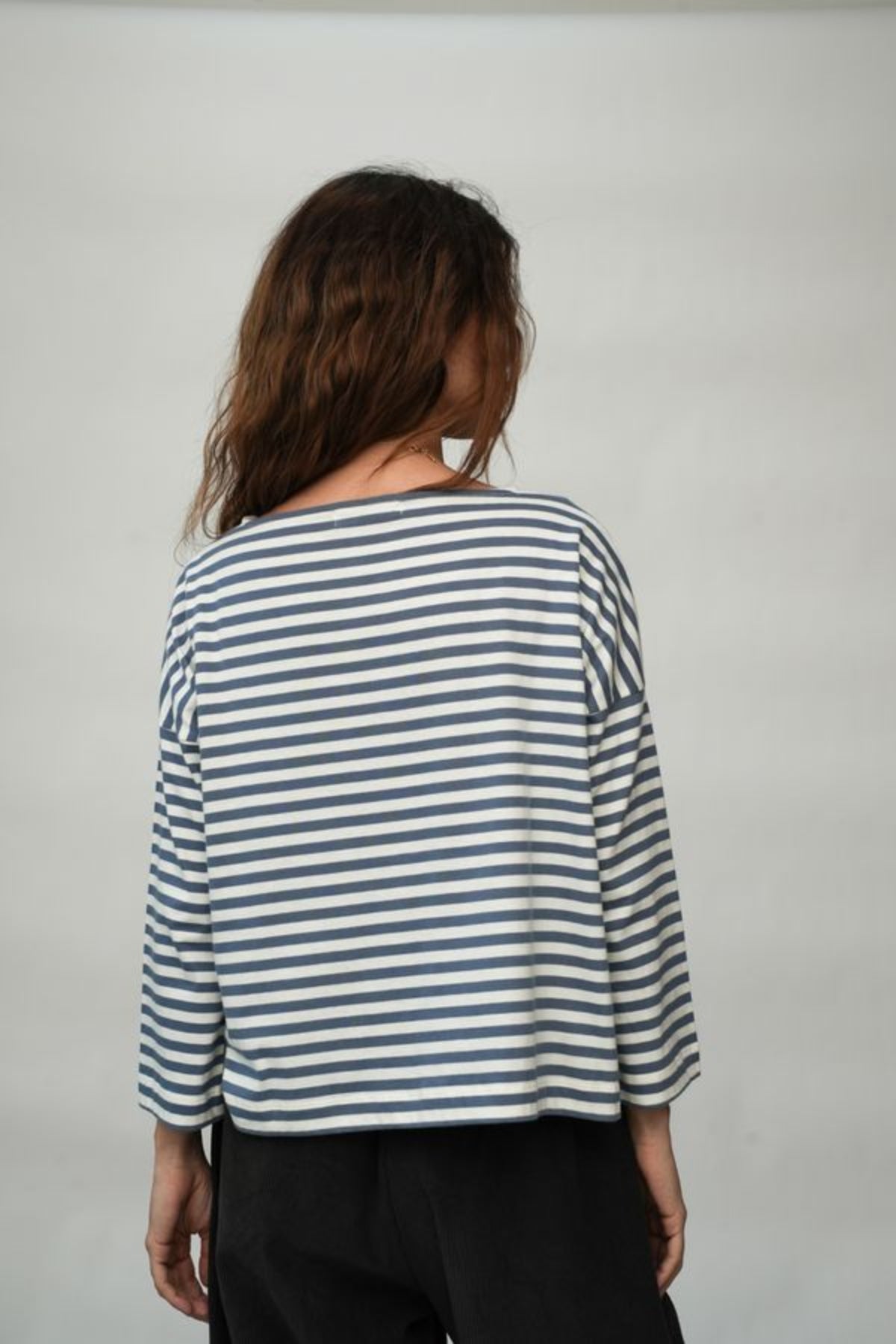 Leia-Sue Organic Cotton Longsleeve | Pewter Stripe
