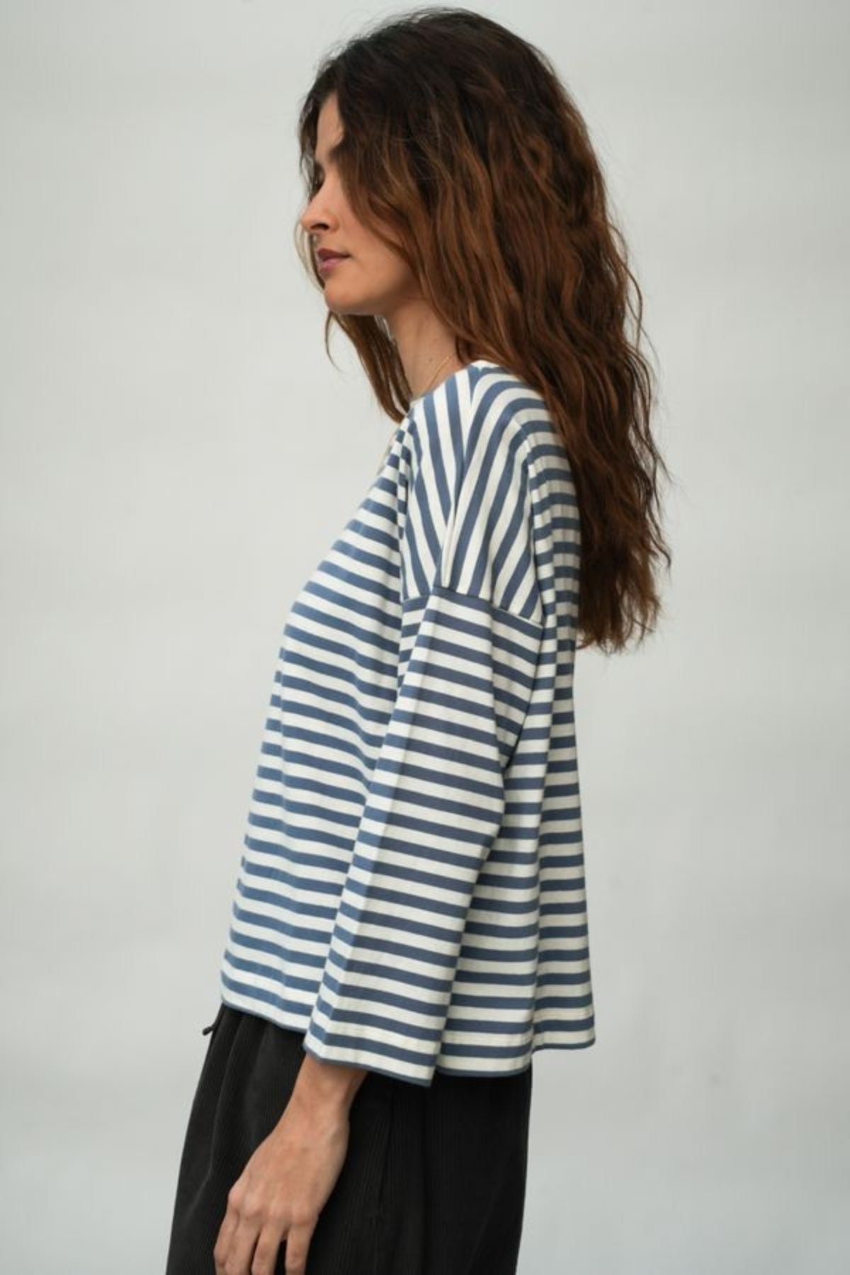 Leia-Sue Organic Cotton Longsleeve | Pewter Stripe