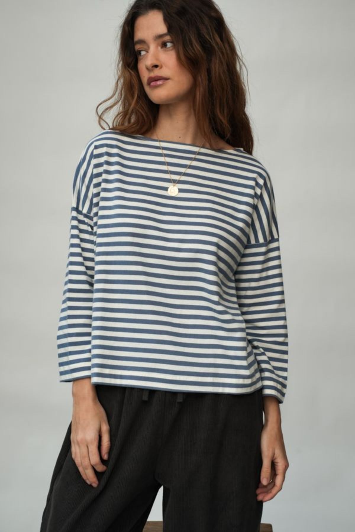 Leia-Sue Organic Cotton Longsleeve | Pewter Stripe