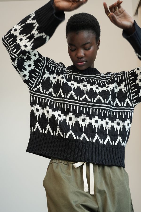 Leo Organic Cotton Sweater | Black Fair Isle