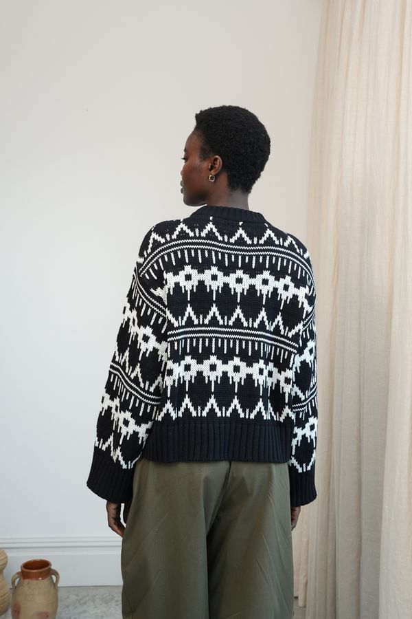 Leo Organic Cotton Sweater | Black Fair Isle