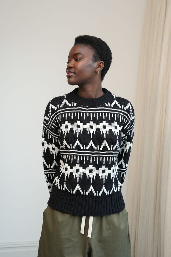 Leo Organic Cotton Sweater | Black Fair Isle