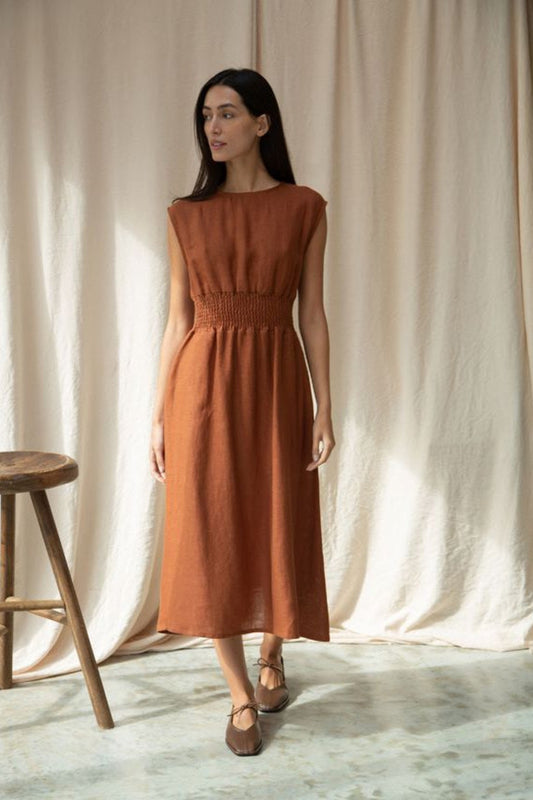 Ottillie-May Dress | Russet Linen