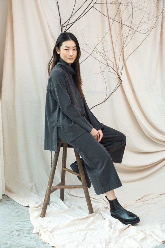 Taya Organic Cotton Trouser | Charcoal Felpe