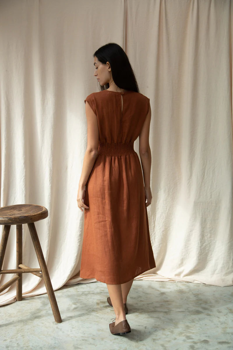 Ottillie-May Dress | Russet Linen
