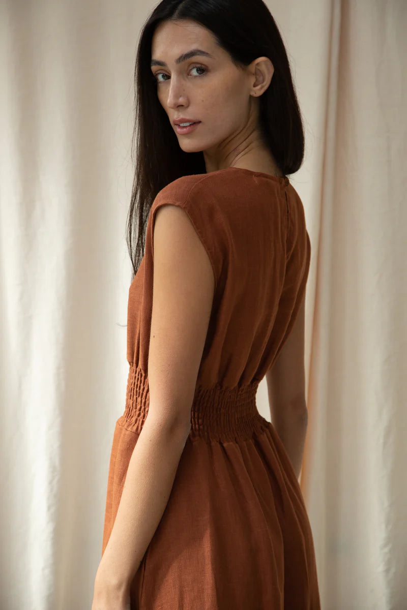 Ottillie-May Dress | Russet Linen