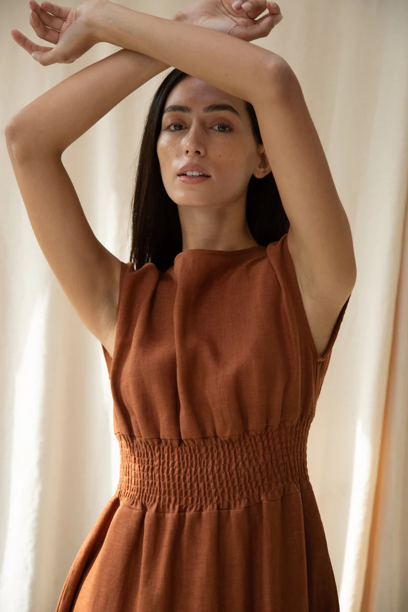 Ottillie-May Dress | Russet Linen