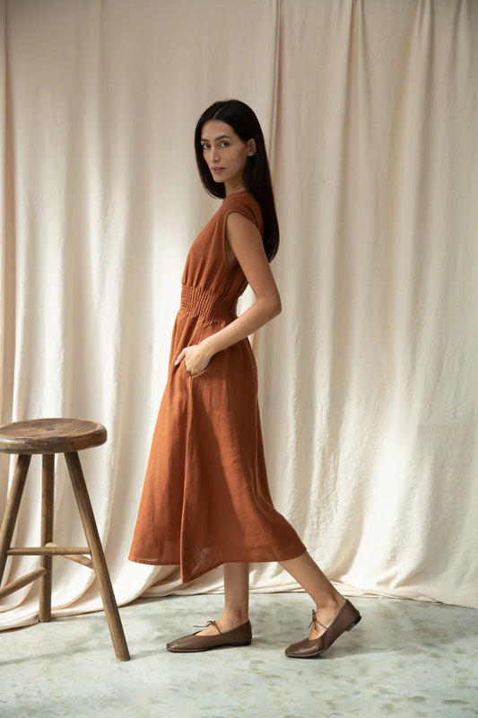Ottillie-May Dress | Russet Linen