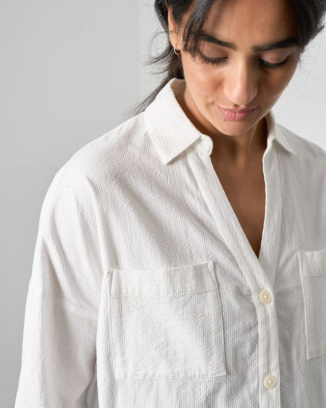 Ava Oversized Blouse | White Striped Cotton