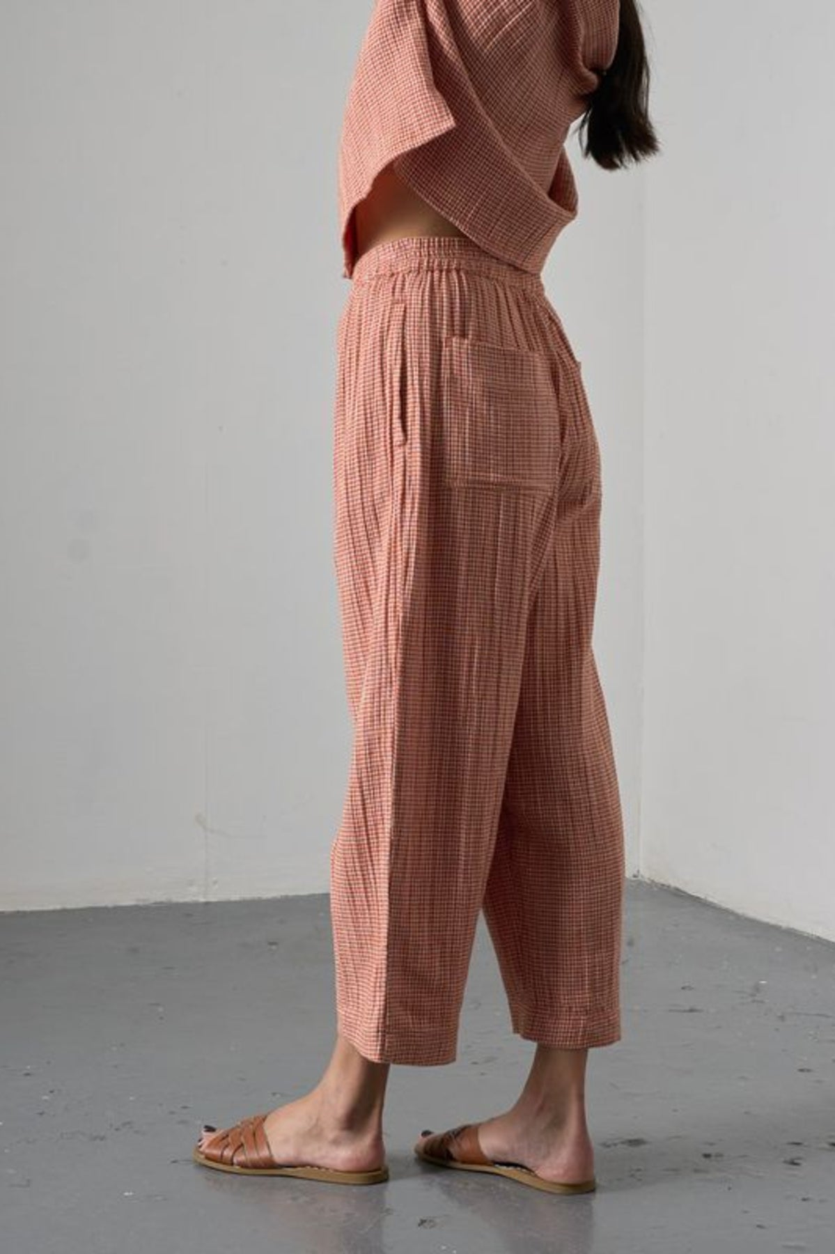 Clara Taper Trousers | Little Check Rust