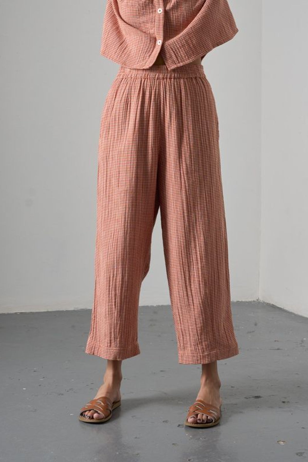 Clara Taper Trousers | Little Check Rust