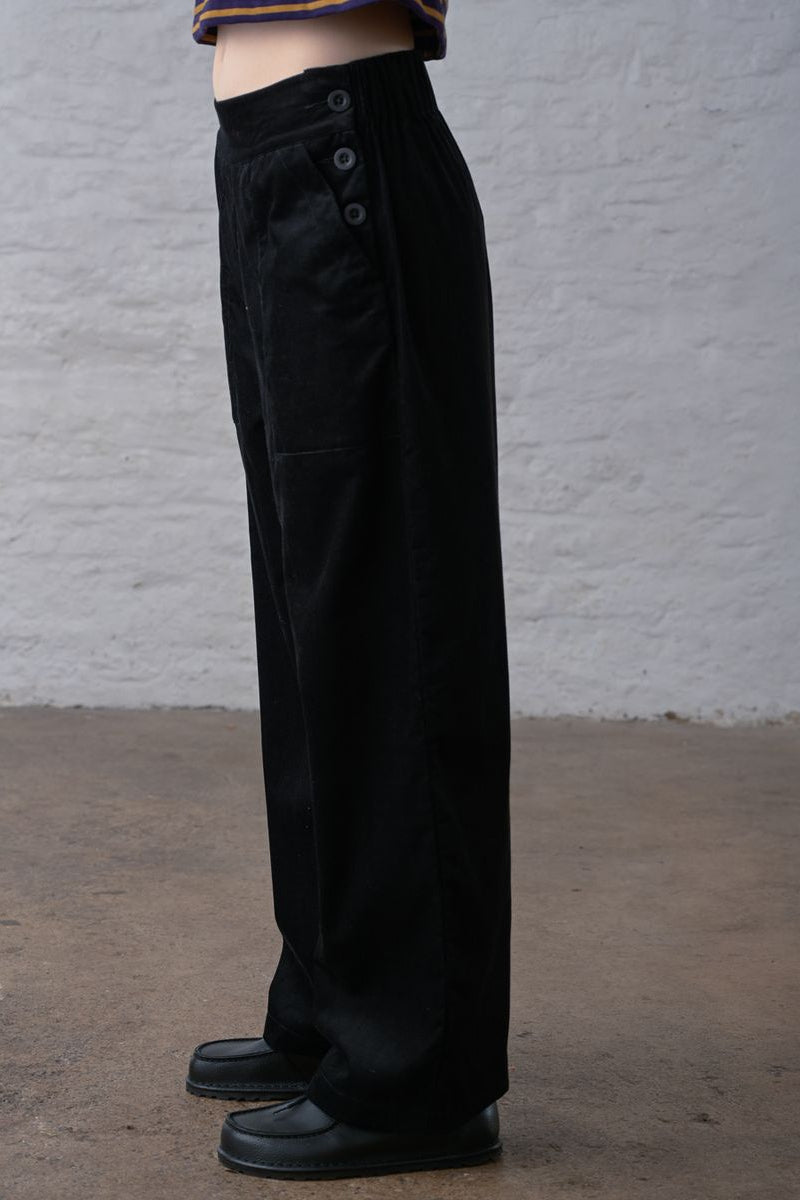 Anna Wide Leg Trouser | Little Black Corduroy