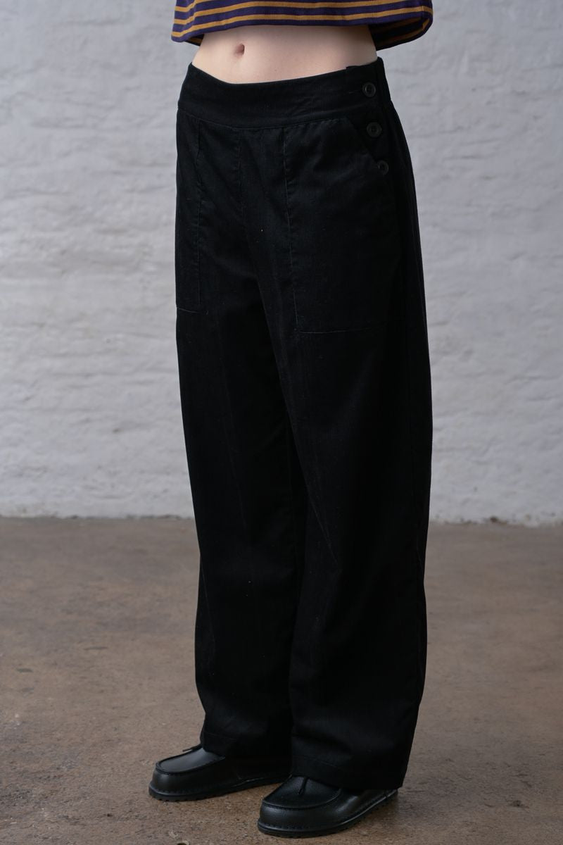 Anna Wide Leg Trouser | Little Black Corduroy