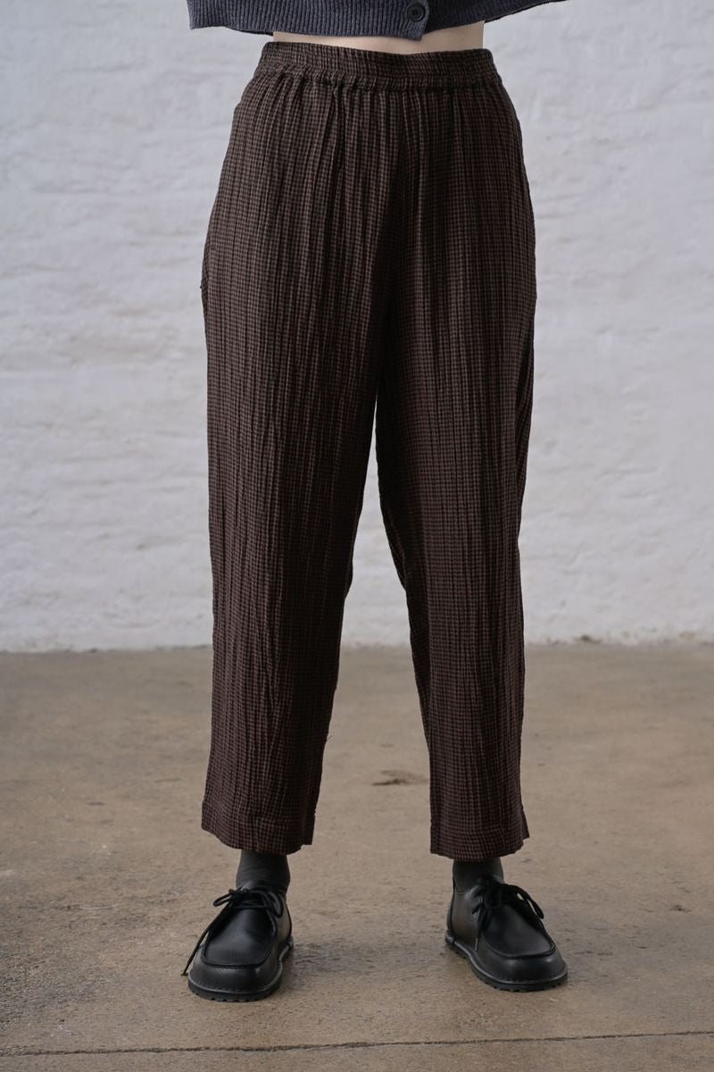 Clara Tapered Trouser | Cocoa Check