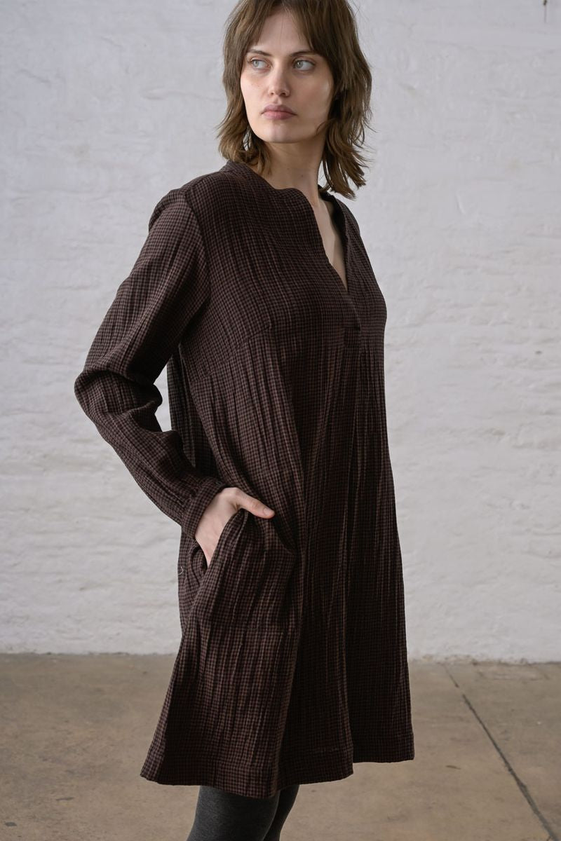 Long sleeve Wren Dress | Cocoa Check