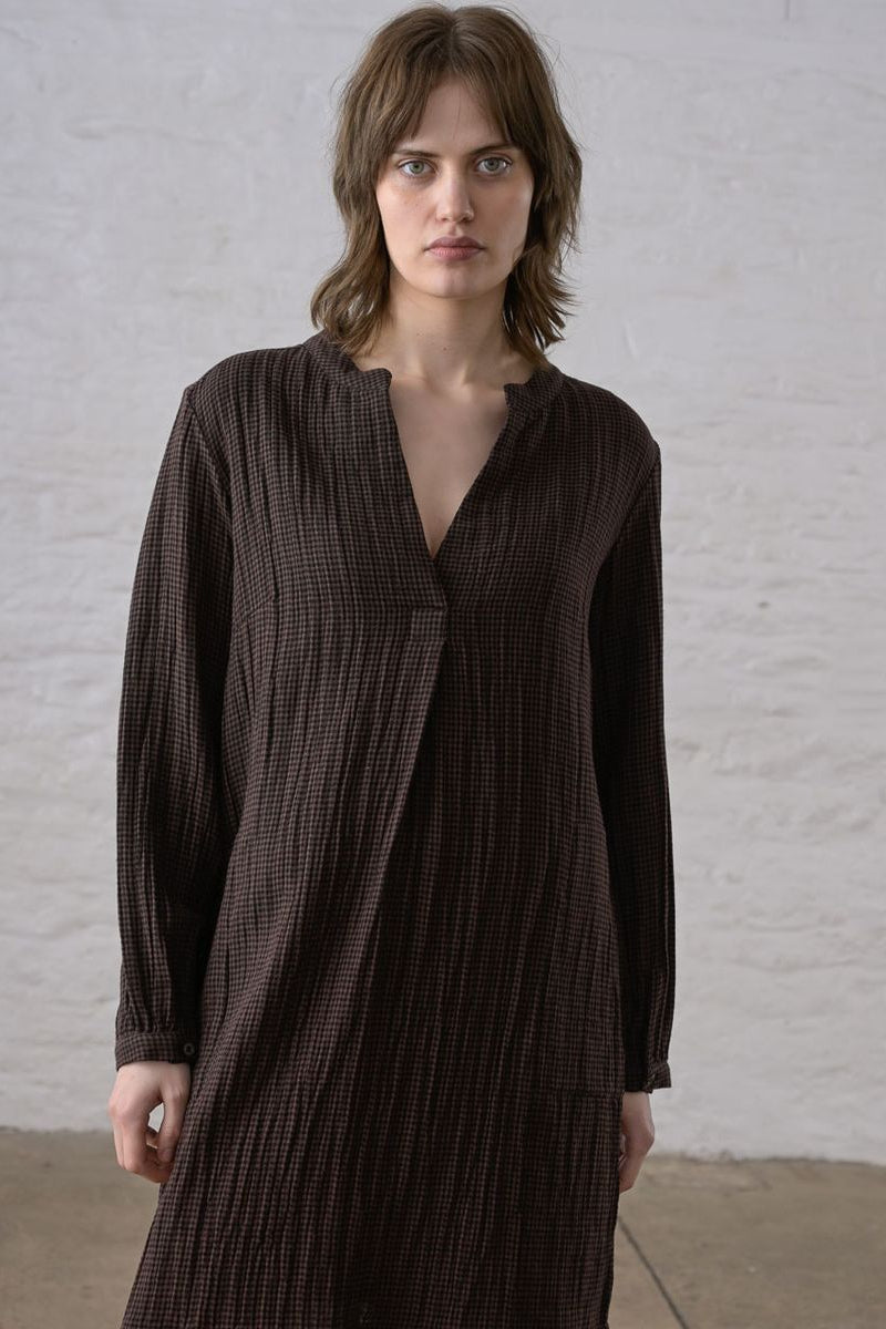 Long sleeve Wren Dress | Cocoa Check