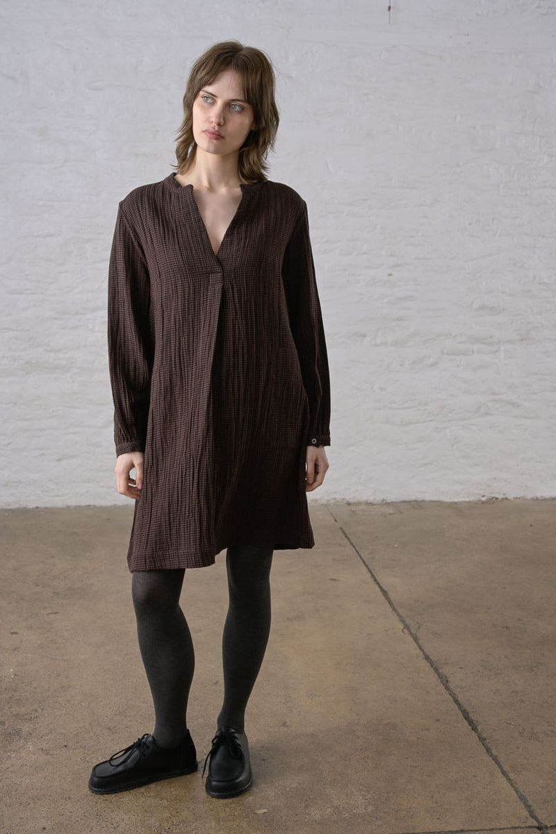 Long sleeve Wren Dress | Cocoa Check