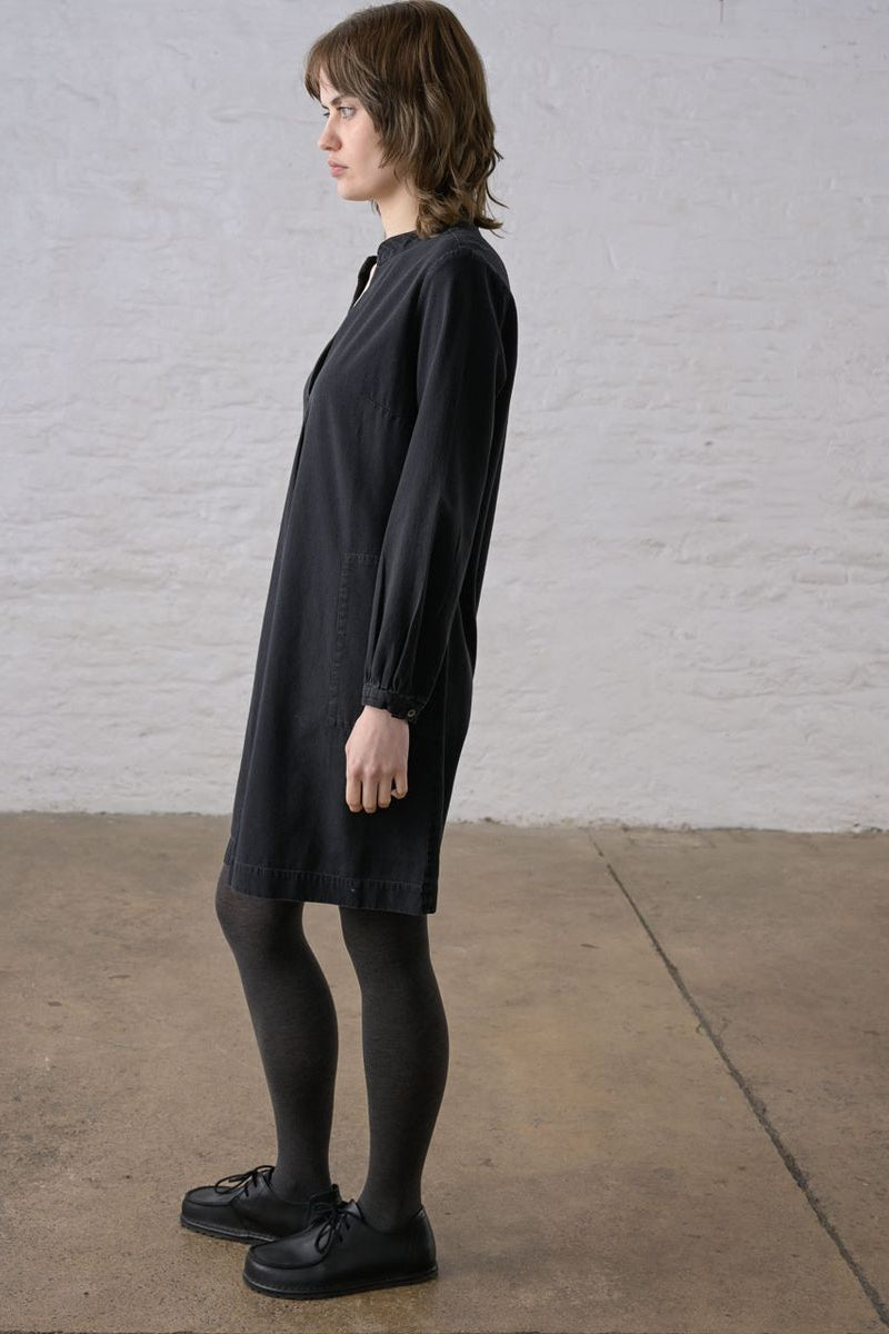 Long sleeve Wren Dress | Black Textured Denim