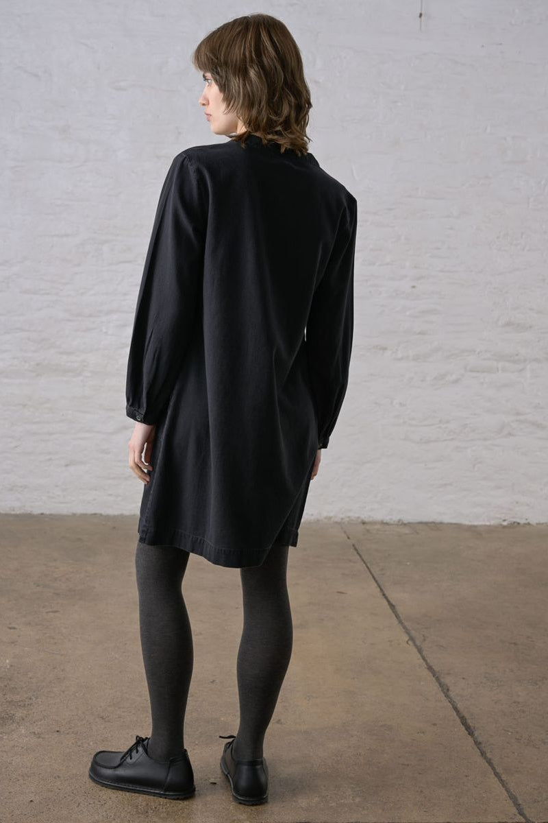 Long sleeve Wren Dress | Black Textured Denim