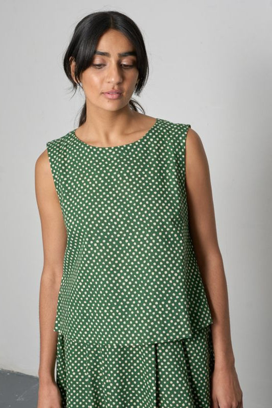 Pippa Sleeveless Top | Dots Green