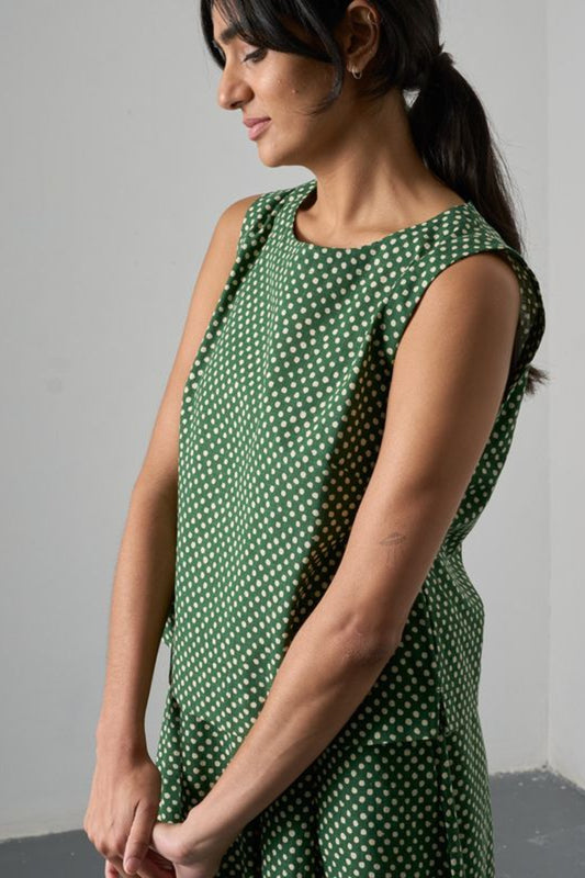 Pippa Sleeveless Top | Dots Green