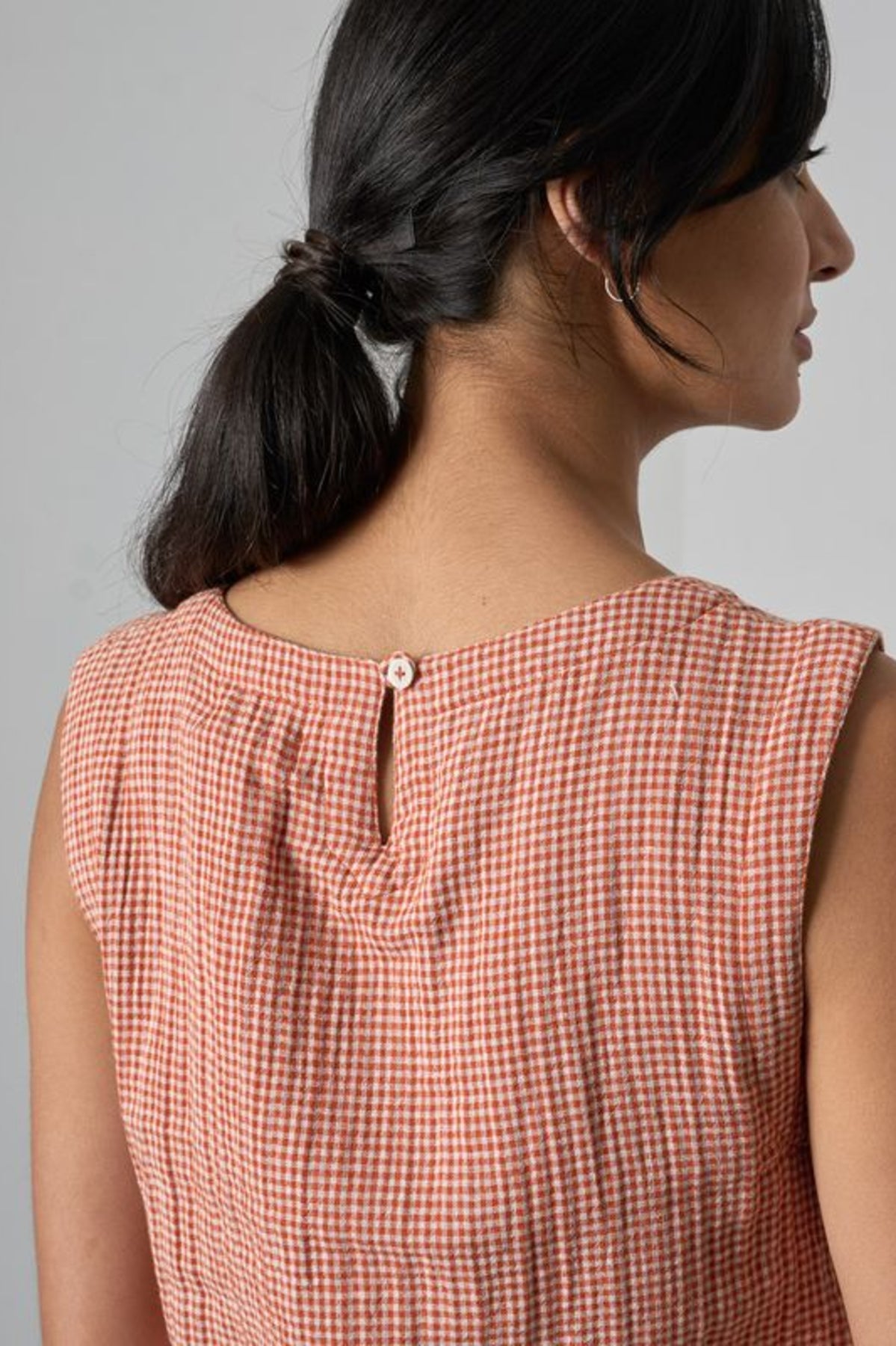 Pippa Sleeveless Top | Little Check Rust