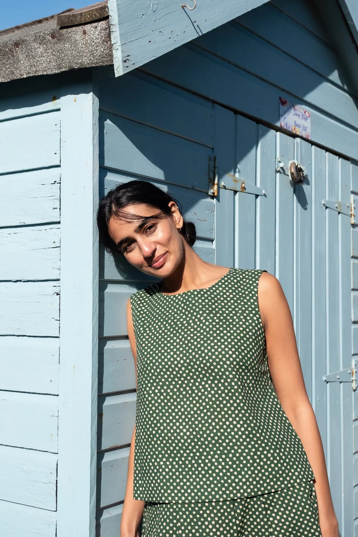 Pippa Sleeveless Top | Dots Green