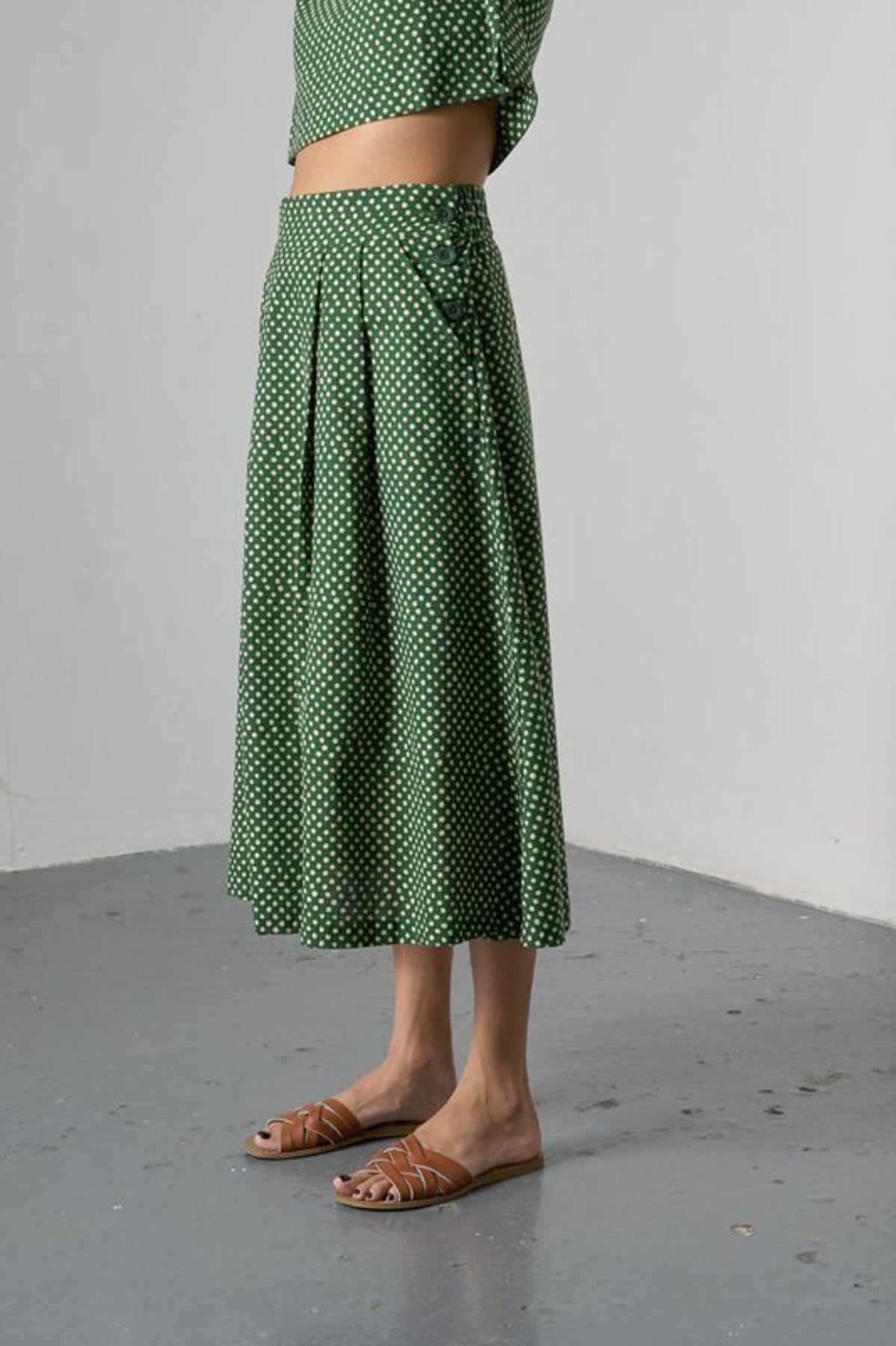 Wander Midi Skirt | Dots Green