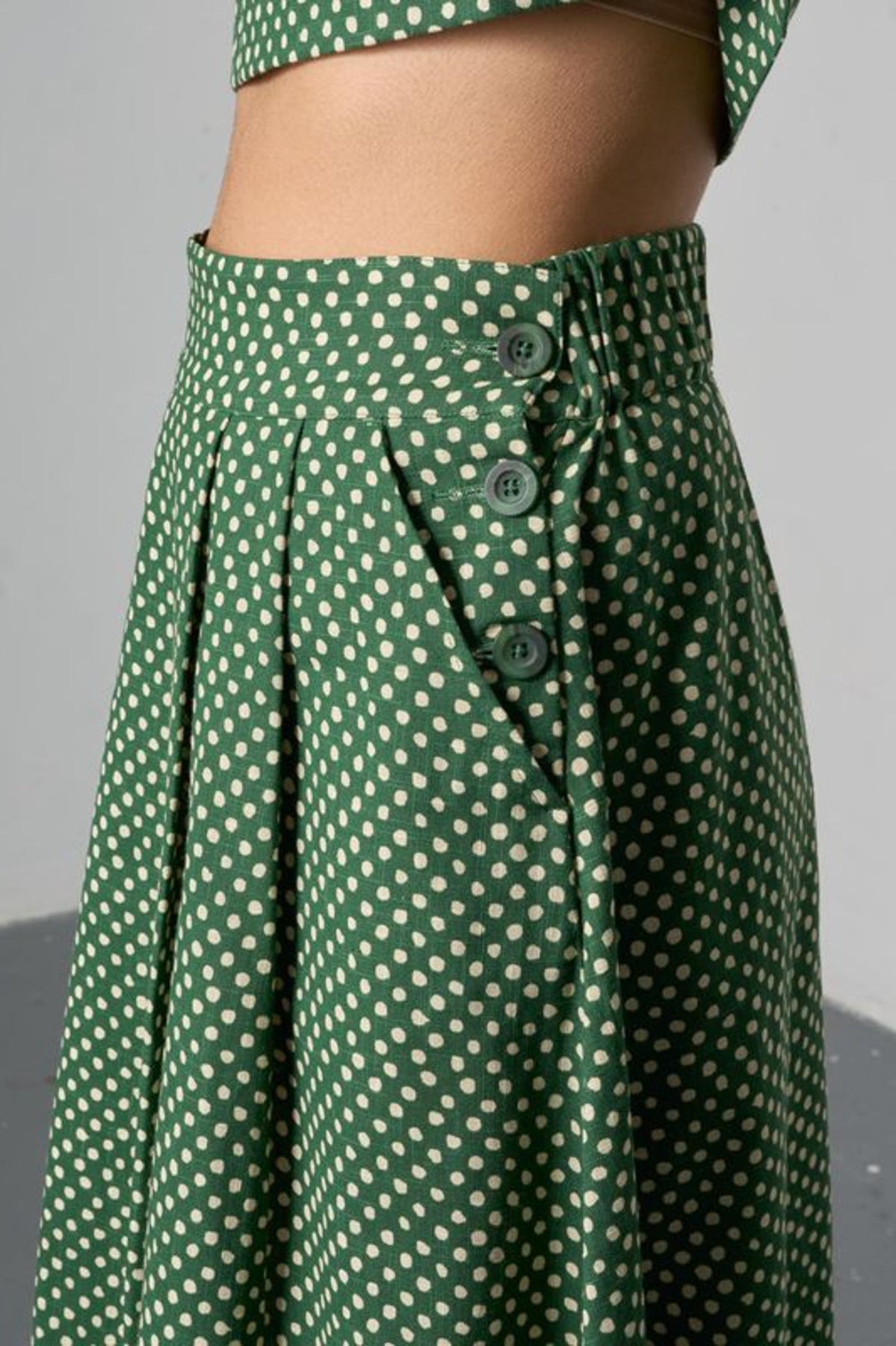 Wander Midi Skirt | Dots Green