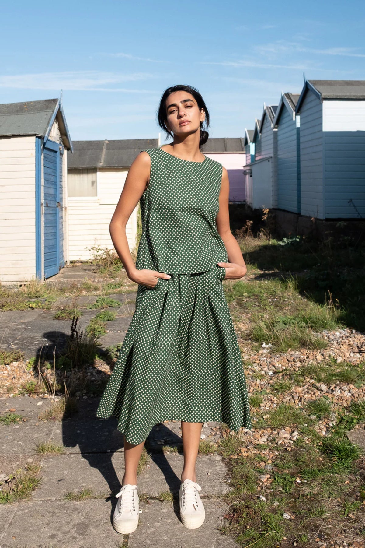 Wander Midi Skirt | Dots Green