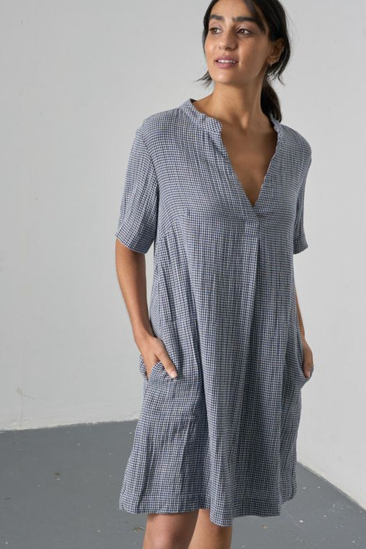 Wren Dress | Little Check Navy