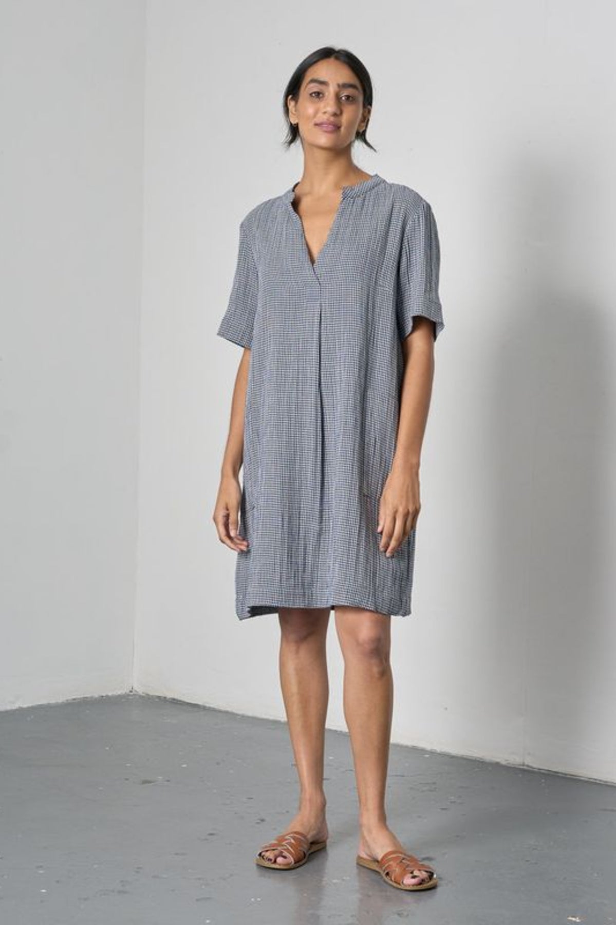 Wren Dress | Little Check Navy