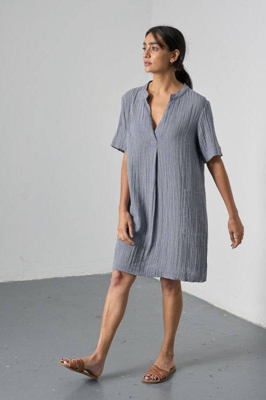 Wren Dress | Little Check Navy