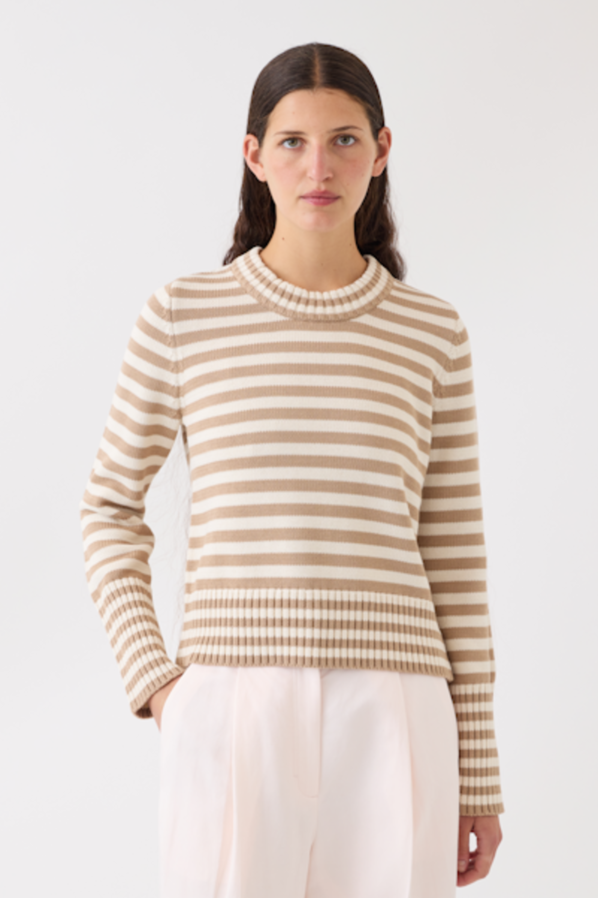 Micha Cotton Sweater | Cashew Stripe