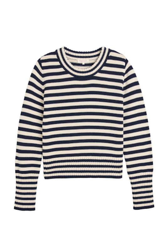 Micha Cotton Sweater | Navy Stripe