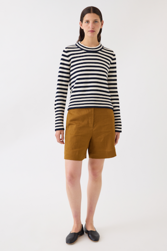 Micha Cotton Sweater | Navy Stripe