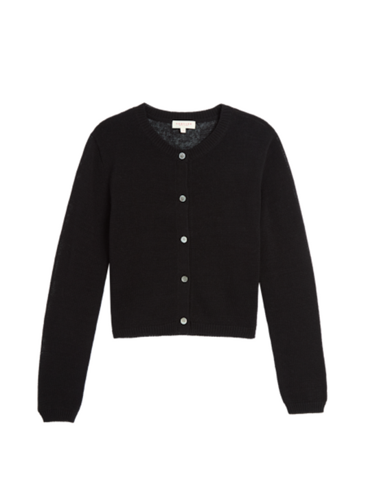 Josie Cotton Linen Cardigan | True Black