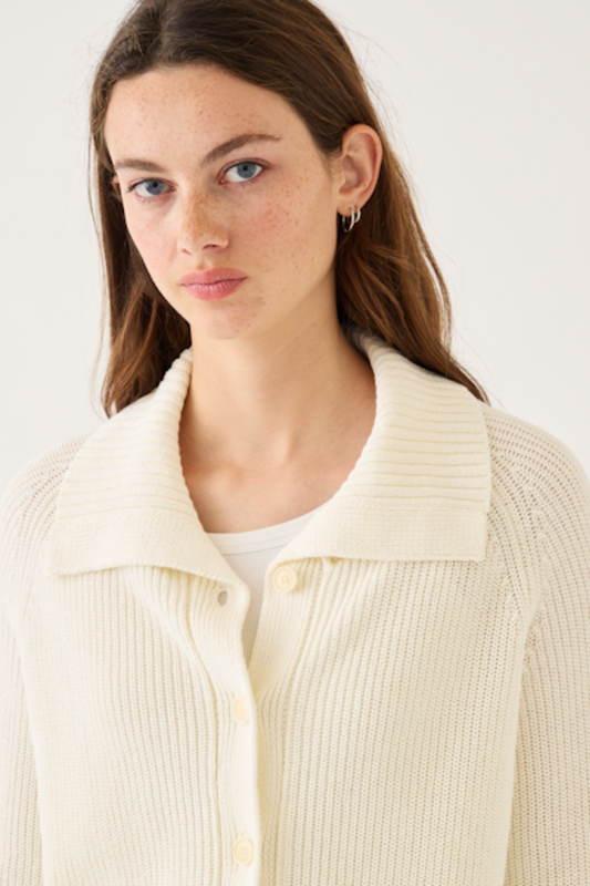 Morgan Cotton Linen Cardigan | Natural White