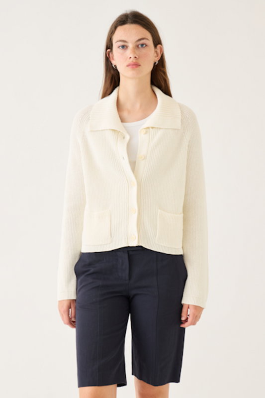 Morgan Cotton Linen Cardigan | Natural White