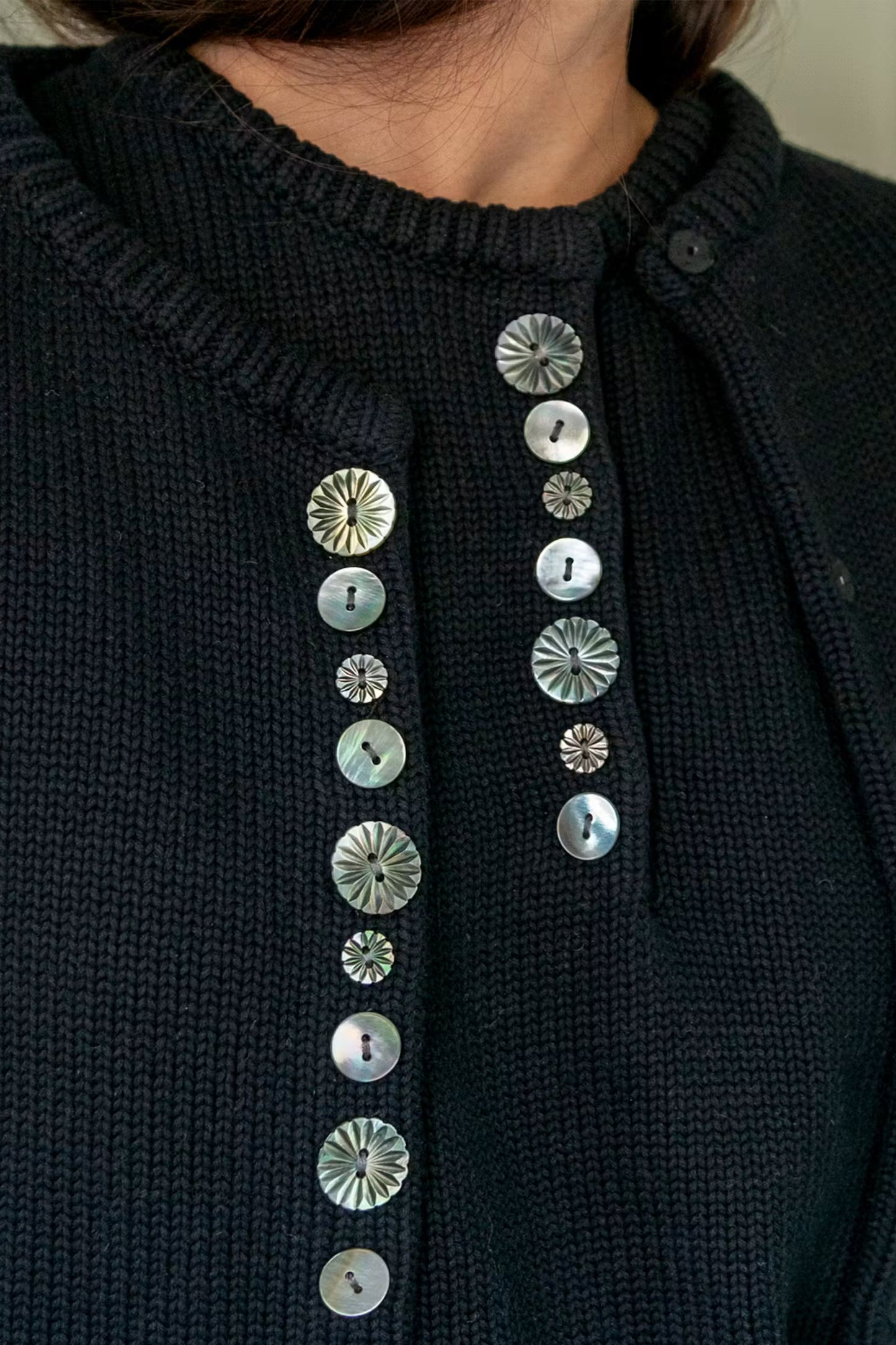 Soleil Cotton Cardigan | Black Abalone